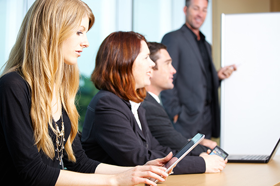 Corporate office team meeting