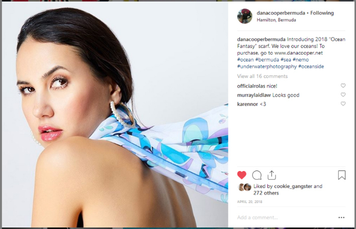 Ad of Woman wearing Dana Cooper Bermuda scarf