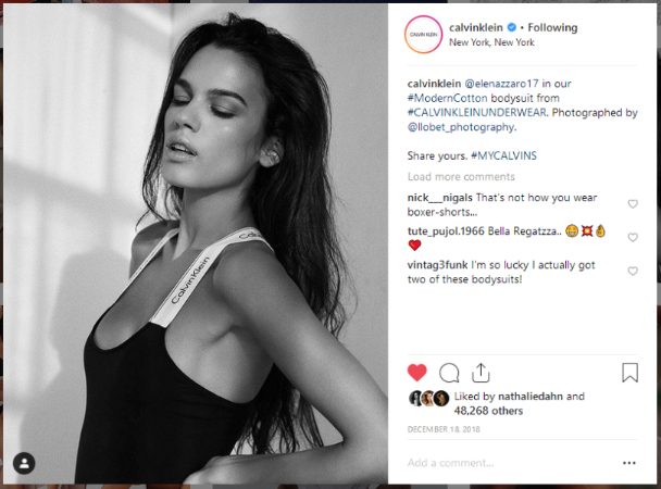 Calving Klein ad on Instagram